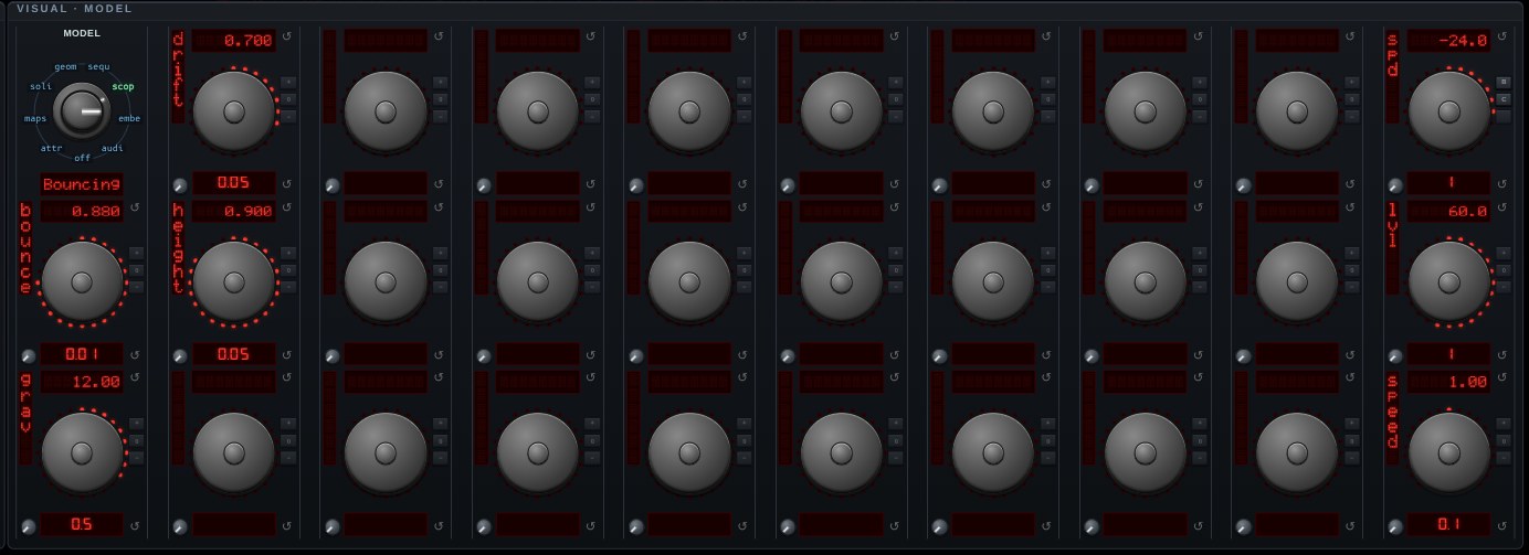 The parameter knobs for Bouncing Ball