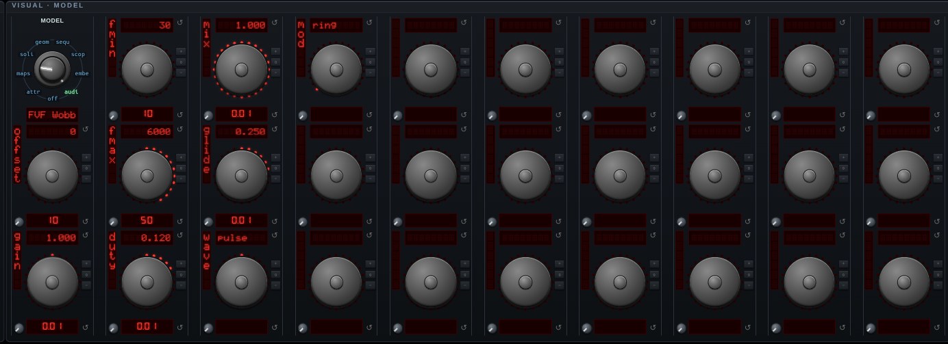 The parameter knobs for FVF Wobbulator