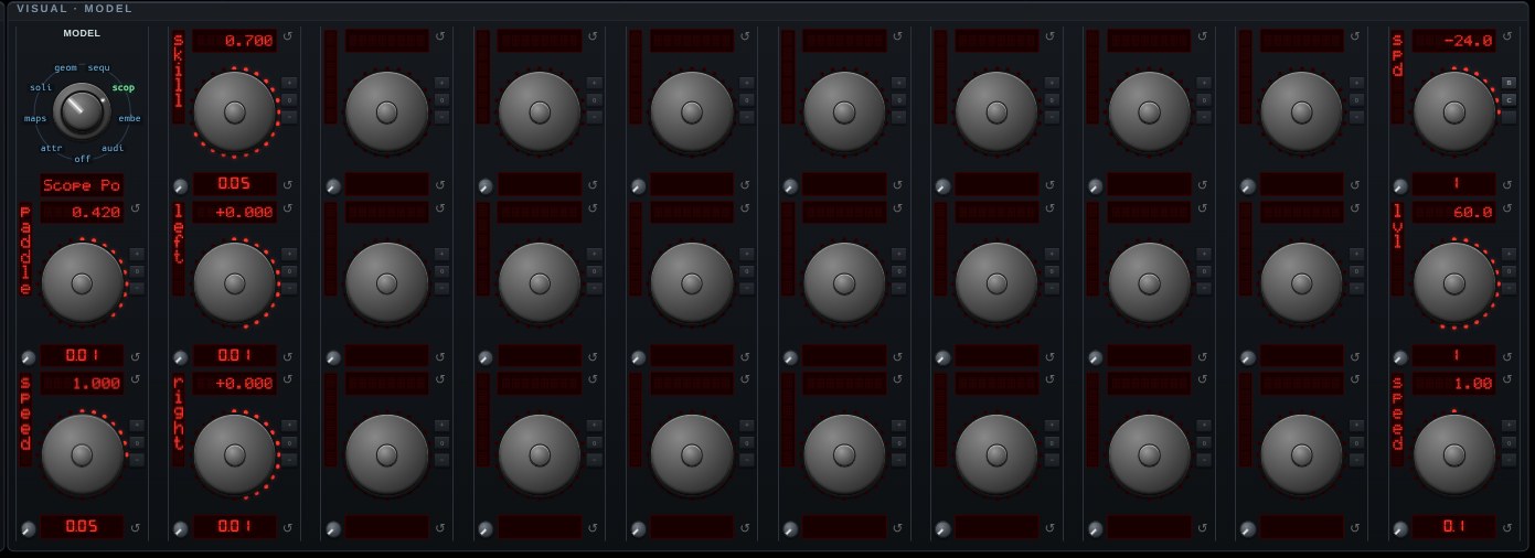 The parameter knobs for Scope Pong