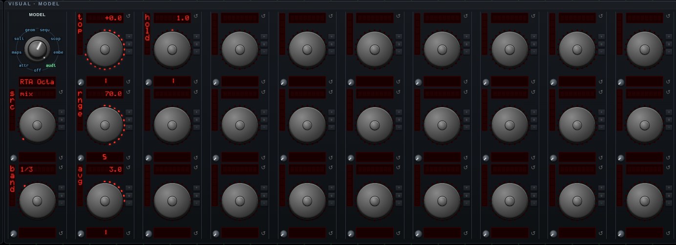 The parameter knobs for RTA — Octave Bands