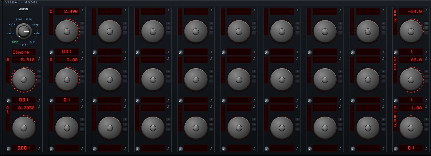 The parameter knobs for Simone