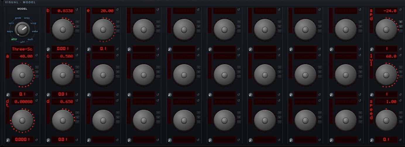 The parameter knobs for Three-Scroll